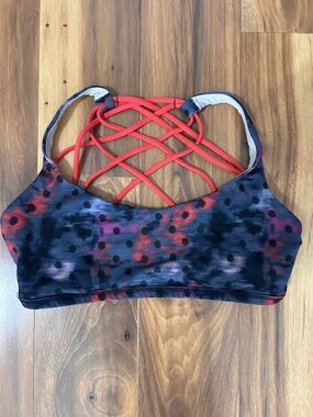 lululemon athletica Red Strappy Back Sports Bra with Multicolor Spot Print